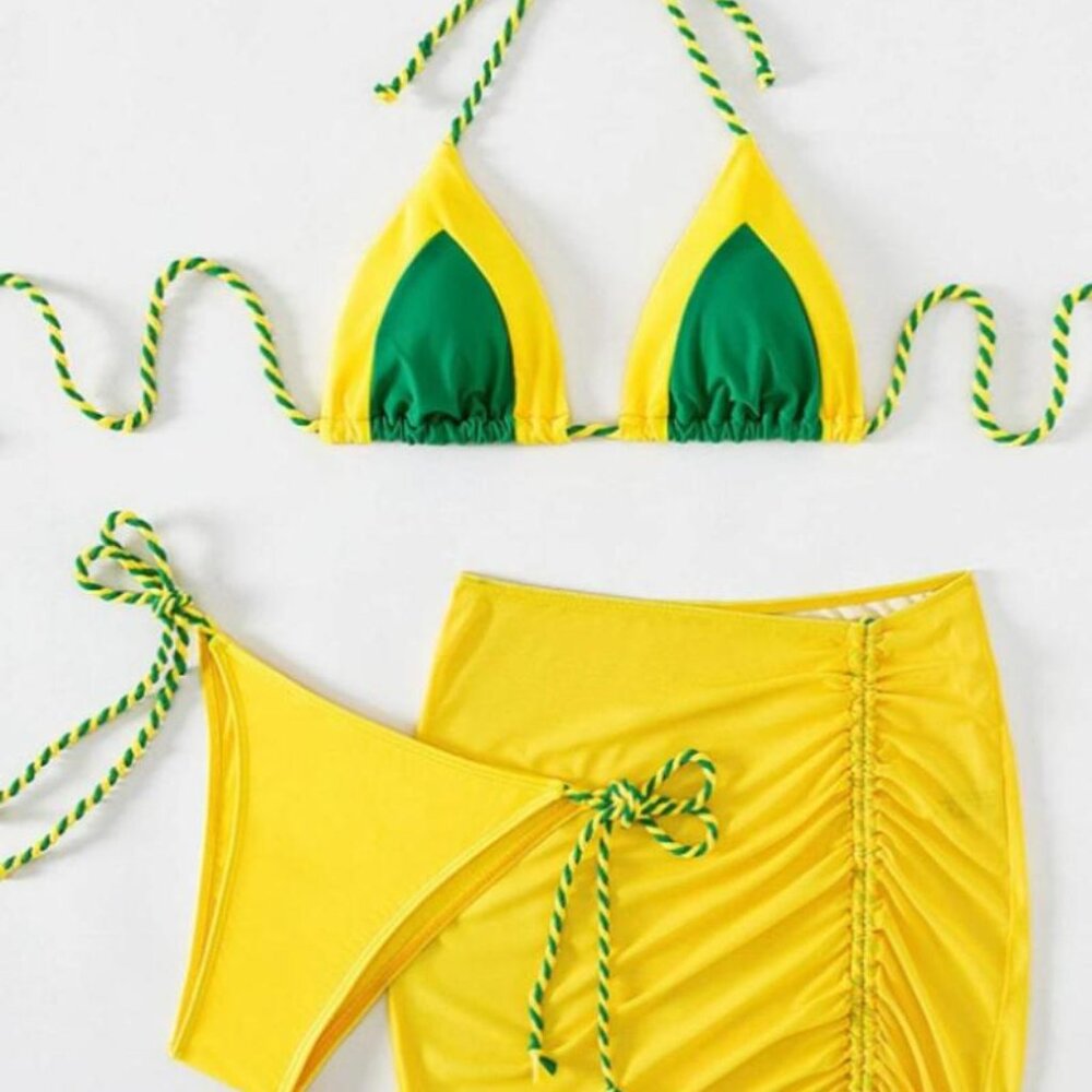 Stasia I C U: Colorblock String Bikinis with Matching Sarong - Picture 12 of 14